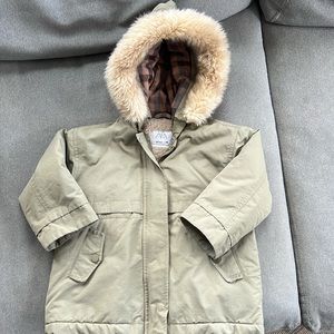Little Girls Zara Coat with Detachable Fur Trim on Hood